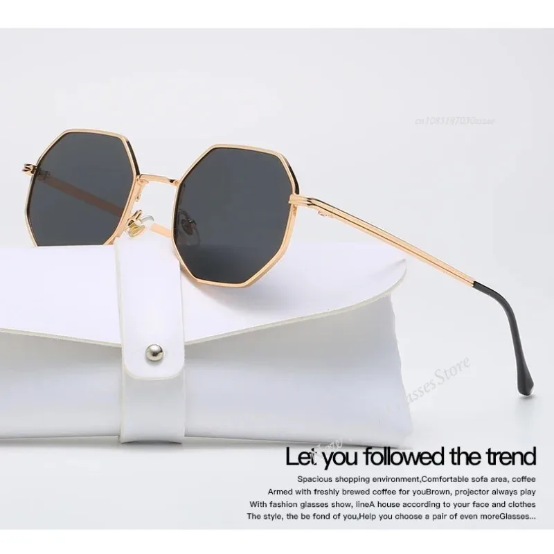 Lunettes De soleil pour femmes lunettes De soleil en métal polygone cadre Vintage hommes marque De luxe Design lunettes De soleil femmes miroir Gafas De Sol Uv400