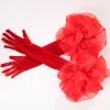 gants longs élégants en velours noir, double couche en forme de fleur à volants, manches de mariage, studio, banquet de mariage, accessoires photo, couleur unie