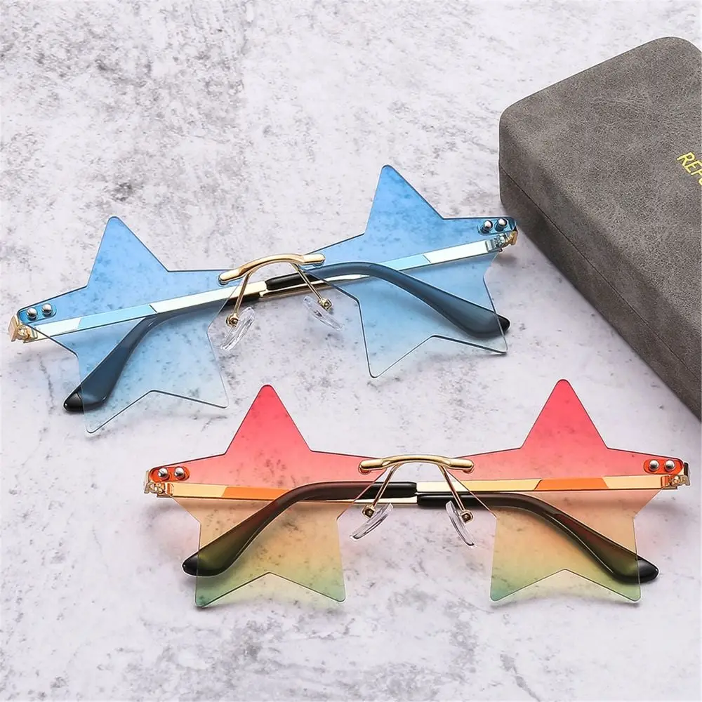 chic étoiles design rose nuances femmes sans monture dégradé tendances décor lunettes de soleil nouvelle marque ins vacances plage fête uv400 lunettes