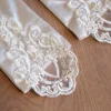 gants de mariée en satin et dentelle élégante, longueur eblow, gants de fête de noël en dentelle blanche, gants de mariage