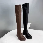 Chaussures plates femmes genou bottes hautes plate-forme mode chaussures d&rsquo;hiver concepteur nouvelle femme bottes hautes 2025 nouvelle marque Goth Mujer Chelsea Botas