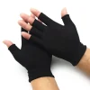 1 paire de gants noirs demi doigt sans doigts pour femmes et hommes, en tricot de laine, en coton, gants d'entraînement chauds d'hiver