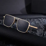 Lunettes de soleil Punk carrées surdimensionnées pour hommes, marque de luxe rétro à Double faisceau, lunettes de conduite Steampunk UV400, 2025