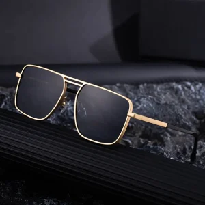 Lunettes de soleil Punk carrées surdimensionnées pour hommes, marque de luxe rétro à Double faisceau, lunettes de conduite Steampunk UV400, 2025
