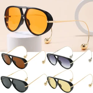 Lunettes de soleil pilote Punk ovales surdimensionnées pour femmes, grande monture, nouvelle mode Vintage, Double faisceau, UV400, 2025