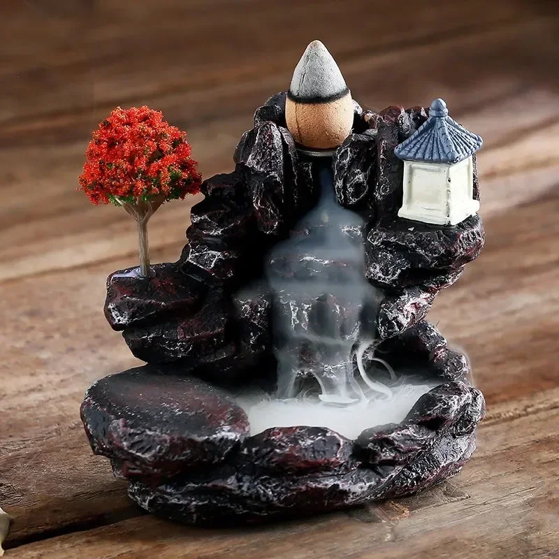 Brûleur d'encens montagnes rivière cascade parfum cheminée reflux arôme fumée Zen encensoir décoration pour la maison
