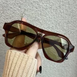 Lunettes de soleil rondes Vintage pour femmes et hommes, monture surdimensionnée, Double pont, mode féminine Chic, nuances vertes