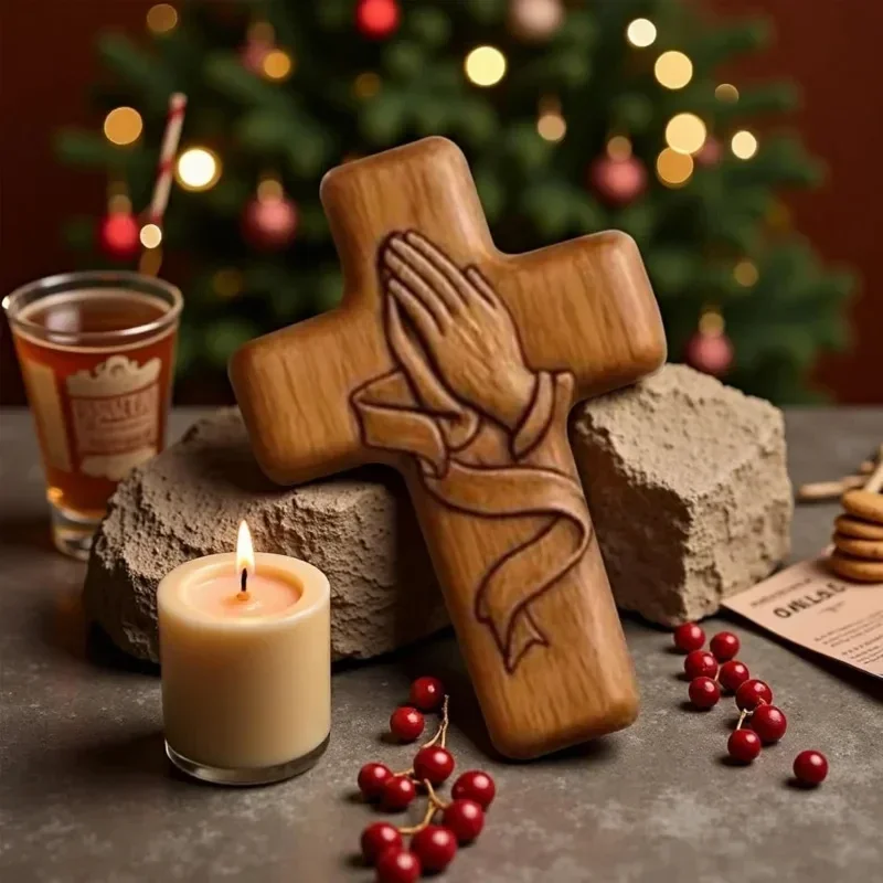 croix de poche en bois fabriquée à la main, cadeau de prière, ornement de foi, symbole de foi inspirant pour le transport quotidien, cadeau chrétien patriotique