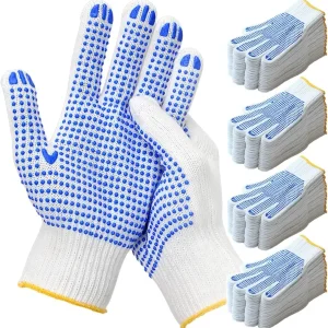 2 paires de gants de travail en coton avec points antidérapants, gants de sécurité pour hommes et femmes, peintre, jardinage, Garage, entrepôt, Construction