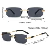 lunettes de soleil rectangulaires sans monture pour hommes et femmes, nuances de mode populaires, petit carré, uv400, lunettes de soleil de voyage pour hommes et femmes