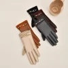 gants d'hiver élégants en daim pu pour femmes, velours chaud, coupe vent, pour écran tactile, cyclisme en plein air, équitation, g427
