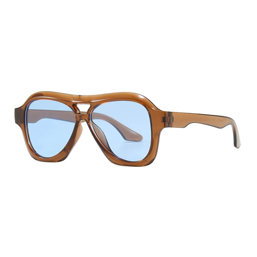 Lunettes de soleil rétro à Double faisceau pour femmes et hommes, verres de styliste de marque, nouvelle mode Ins, dégradé personnalisé, UV400