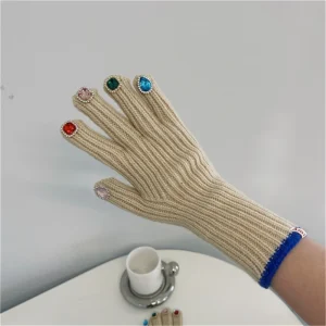 Gants chauds d&rsquo;hiver pour femmes, en tricot avec décors sur le bout des doigts, mitaines de luxe, livraison directe