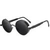lunettes de soleil steampunk gothiques classiques pour hommes et femmes, lunettes de soleil vintage, monture ronde en métal, créateur de marque, haute qualité, uv400