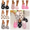 pantoufles coulissantes en peluche à semelle souple pour femmes, légères et décontractées, pantoufles en fourrure à pois, chaussures plates de maison antidérapantes