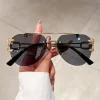lunettes de soleil vintage sans monture pour femmes, lunettes de soleil de luxe, lunettes de mode pour femmes, nuances respirantes, 2023