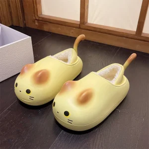 Pantoufles à plateforme décontractées pour femmes, appartements de maison, chaussures de créateur de chat de dessin animé, toboggans de maison pour filles, intérieur mignon et élégant, mode d&rsquo;hiver 2024
