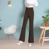 pantalons décontractés évasés noirs pour femmes, nouvel été, taille haute, slim, pantalons pour femmes d'âge moyen