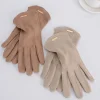gants pour écran tactile pour femmes, mitaines à la mode, automne hiver, chaud, fin, cachemire, solide, cyclisme, tissu en daim, élégant, coupe vent