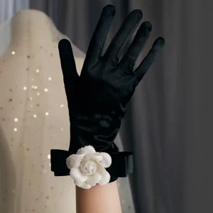 Nouveaux gants en velours élastiques gants à doigts complets mitaines thermiques solides et douces femmes élégantes étiquette gants de cyclisme chauffe-mains cadeau