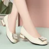 chaussures en cuir brillantes pour femmes, élégantes, respirantes, confortables, plates, talons carrés, tendance, bureau, colonne vertébrale, printemps, 2.5, 2025, 03/3