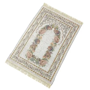 Tapis de prière musulman tapis de prière musulman Floral couverture de prière Portable glands coton Chenille tapis de prière cadeau du Ramadan pour hommes femmes