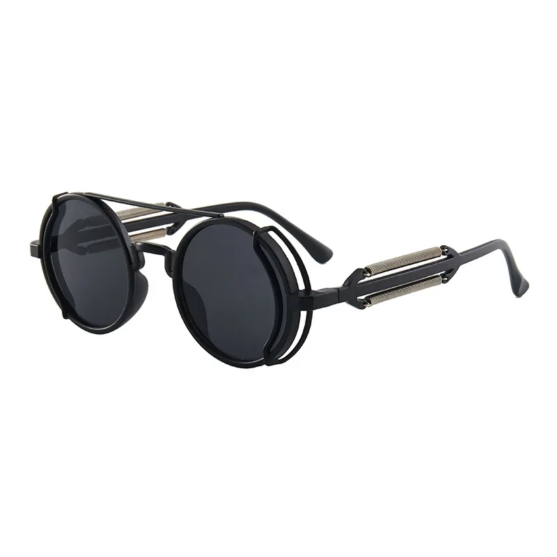 Lunettes de soleil gothiques classiques Steampunk, marque de luxe de styliste, lunettes de haute qualité pour hommes et femmes, monture ronde rétro pour PC