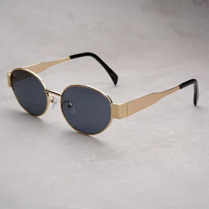 Lunettes de soleil ovales classiques vintage pour hommes et femmes, lunettes de soleil en métal de créateur de luxe, nuances d&rsquo;extérieur punk populaires, Hip Hop, UV400