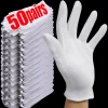1/50 paires de gants de travail en coton blanc pour mains sèches, Film de manipulation, gants de SPA, gants de cérémonie à haute élasticité, outil de nettoyage ménager
