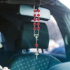 Chapelet de rétroviseur de voiture, 2 pièces, pendentif croix, décor automobile, accessoires de suspension catholique, chapelet automatique