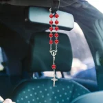 Chapelet de rétroviseur de voiture, 2 pièces, pendentif croix, décor automobile, accessoires de suspension catholique, chapelet automatique