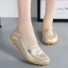 chaussures plates pour femmes 2025 printemps été creux respirant plat chaussures décontractées trou fond souple en cuir mère femmes enceintes chaussures