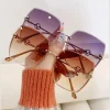 glamour femmes marque lunettes de soleil de luxe sans monture femme lunettes de soleil élégant tendance dames lunettes uv400