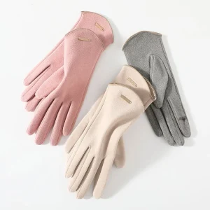 Gants pour écran tactile pour femmes, mitaines à la mode, automne hiver, chaud, fin, cachemire, solide, cyclisme, tissu en daim, élégant, coupe-vent