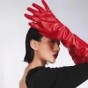 gants longs à coude élégants, matériau souple, garde au chaud, gants de soirée, accessoires de costume noirs, gants en cuir verni
