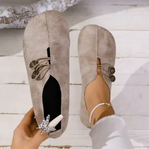 Chaussures plates rondes pour femmes, mocassins confortables, chaussures décontractées, extérieur, grande taille, printemps, automne, mode, nouveau, 2024 Chaussures plates rondes pour femmes, mocassins confortables, chaussures décontractées, extérieur, grande taille, printemps, automne, mode, nouveau, 2024