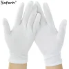 gants en coton blanc à doigt complet pour hommes et femmes, 1 paire, pour serveurs/conducteurs/bijoux/travailleurs, mitaines absorbant la sueur