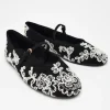 ballerines de marque élégantes avec broderie de fleurs pour femmes, chaussures plates décontractées avec boucle à bande étroite, légères et confortables, mary jane