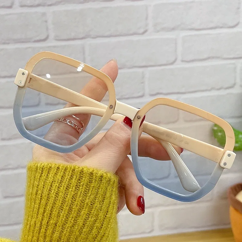 Lunettes de soleil surdimensionnées pour femmes, lunettes colorées Vintage UV400, nuances d'extérieur pour dames, lunettes à grande monture à la mode