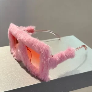 Lunettes de soleil carrées surdimensionnées pour femmes, nouvelle mode, monture Furrry, nuances dégradées, Design de marque rétro, lunettes de soleil d&rsquo;hiver 2025