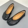 Fendu Parker Ballerines en cuir plissé pour femmes, chaussures Tabi, mocassins à enfiler décontractés, espadrilles pour dames, mode
