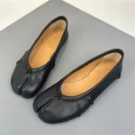 Fendu Parker Ballerines en cuir plissé pour femmes, chaussures Tabi, mocassins à enfiler décontractés, espadrilles pour dames, mode
