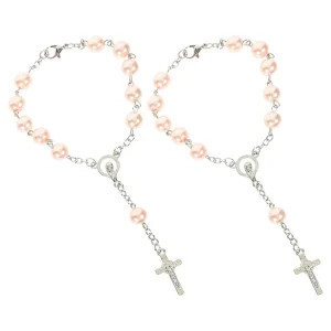 Chapelet de rétroviseur de voiture, 2 pièces, accessoires de suspension automatique, pendentif croix, perles catholiques, décor spirituel rouge en métal pour femmes et hommes