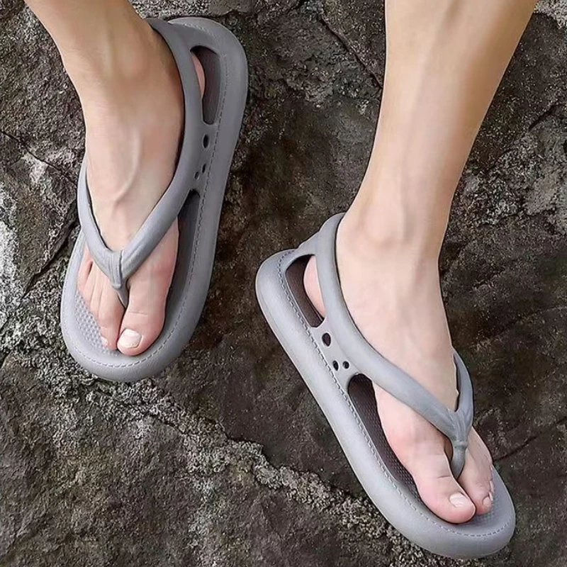 tongs plates originales eva pour hommes, pantoufles concaves à plateforme, diapositives antidérapantes pour la maison, sandales de plage à semelle souple pour couples
