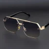 lunettes de soleil en métal pour hommes, demi monture carrée, ongles de riz, tendance décontractée, personnalité rétro, mode, lunettes de sport de plein air