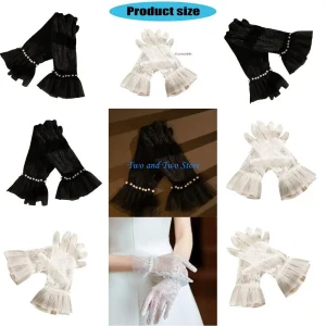 HX6F – gants élégants en dentelle pour fêtes mariage, respirants, transparents, à fleurs, pour occasions formelles,