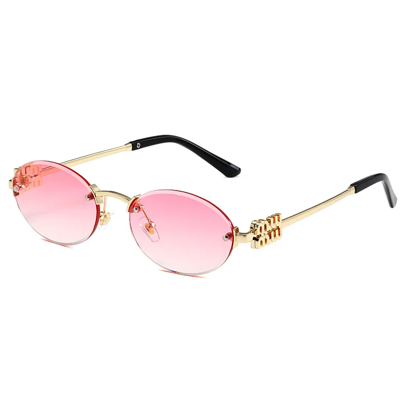 petites lunettes de soleil ovales élégantes pour hommes et femmes, lettre «mm», sans monture, tendance populaire pour l'extérieur, nuances de luxe, uv400, 2025