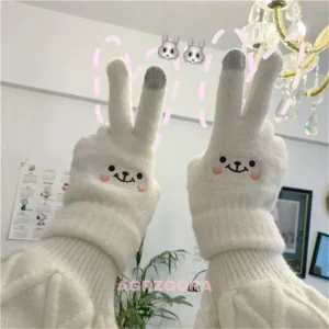 Gants en molleton à cinq doigts pour femmes, gants en coton confortables, écran tactile, résistant, document, degré, mode, mignon, automne, hiver