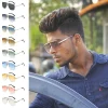 respzed lunettes de soleil à double pont sans cadre pour hommes, monture carrée vintage, nuances d'extérieur, lentille dégradée, protection uv