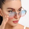 lunettes de soleil en métal pour femmes, uv400, vintage, design élégant, carrées surdimensionnées, accessoires pour femmes